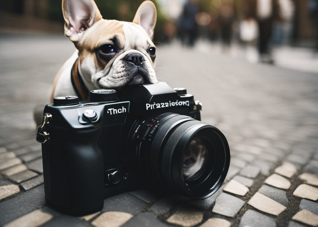 french bulldog with camera 