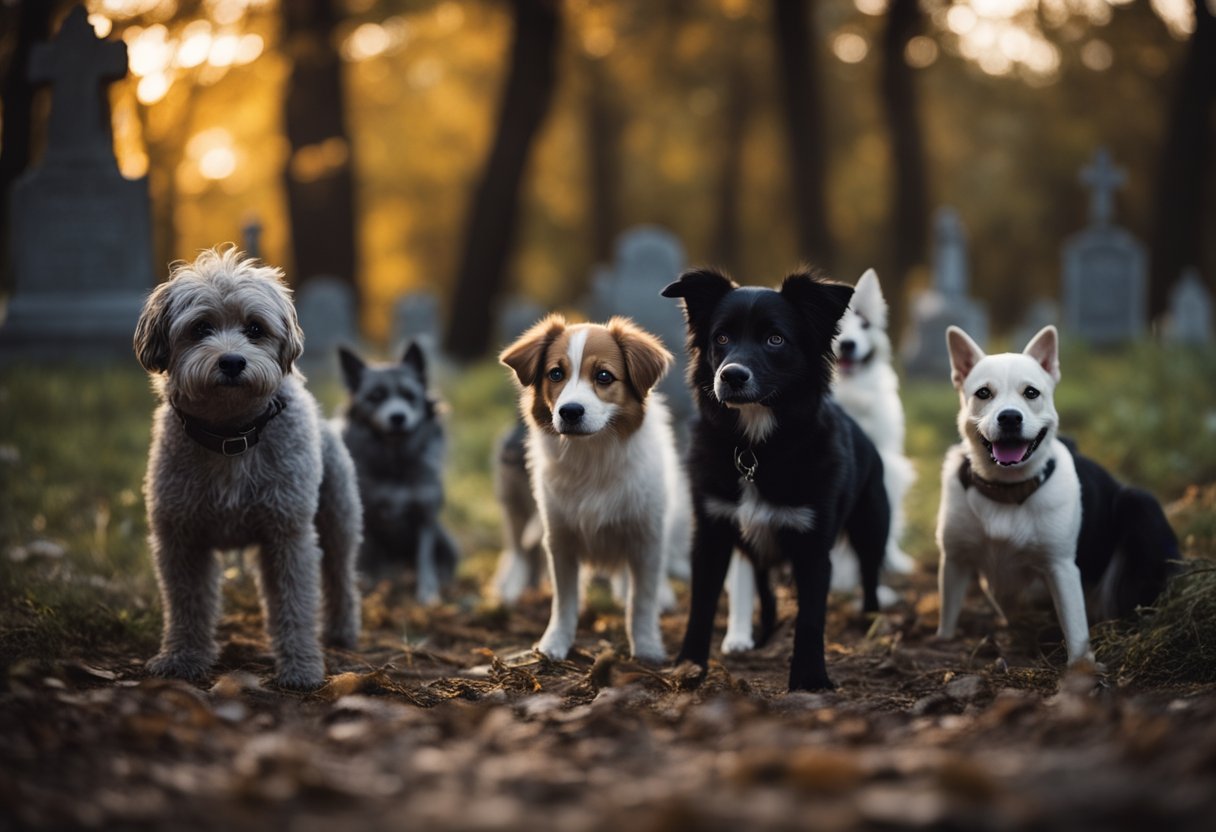 dogs at graveyard