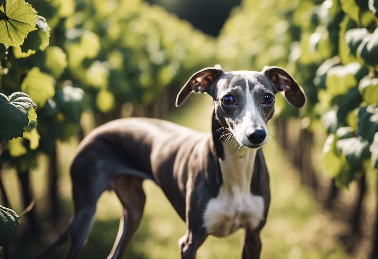 italian dog in vineyard