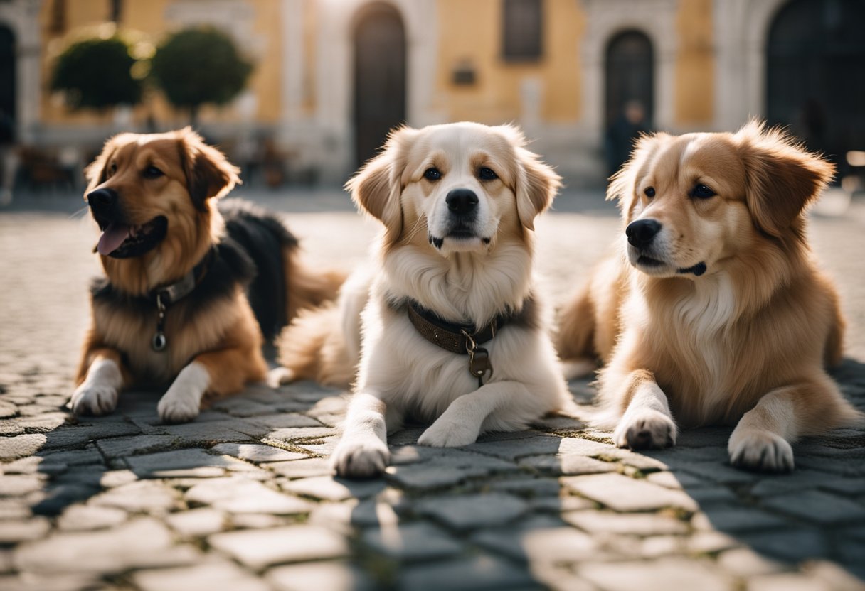 three dogs in italian town