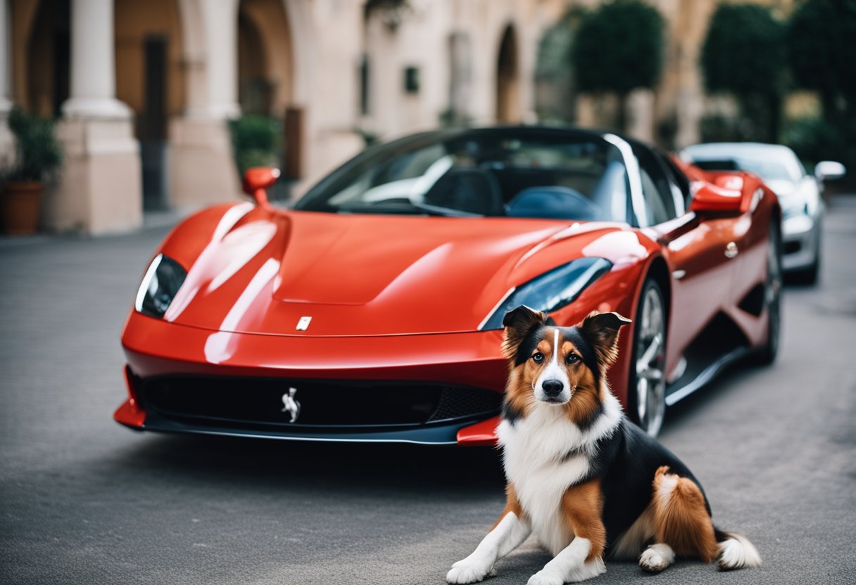 dog next to sportscar