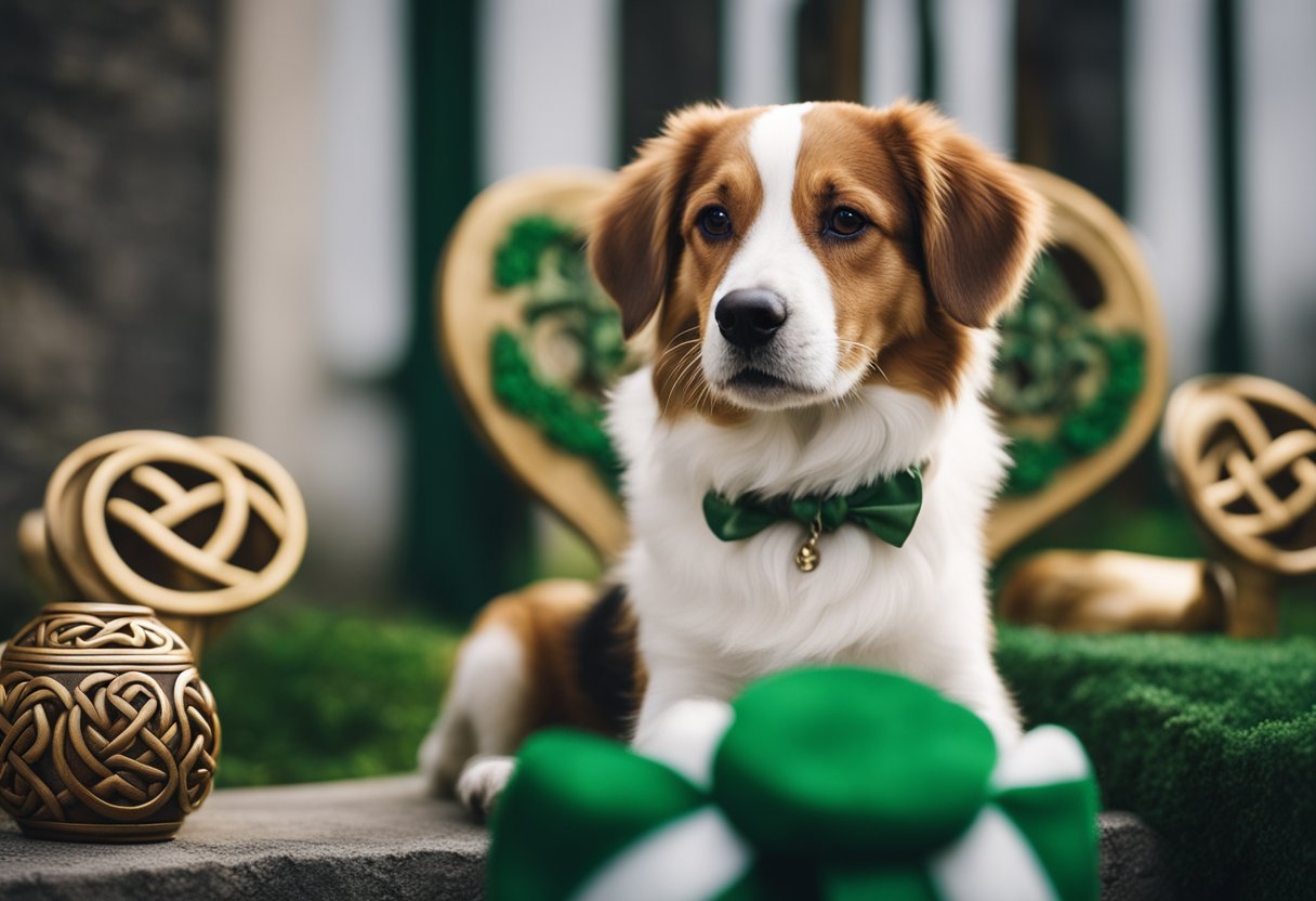 dog with green bow 