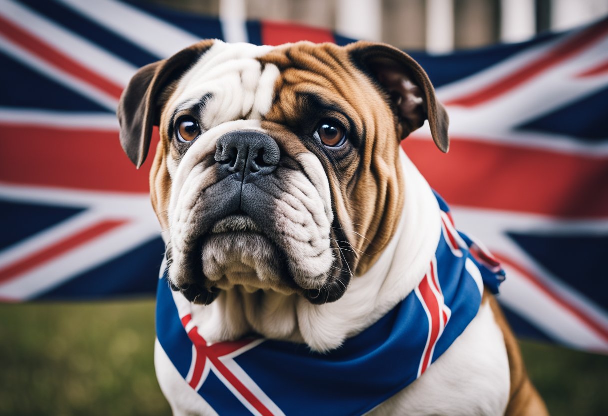 bulldog wearing union jack bandana