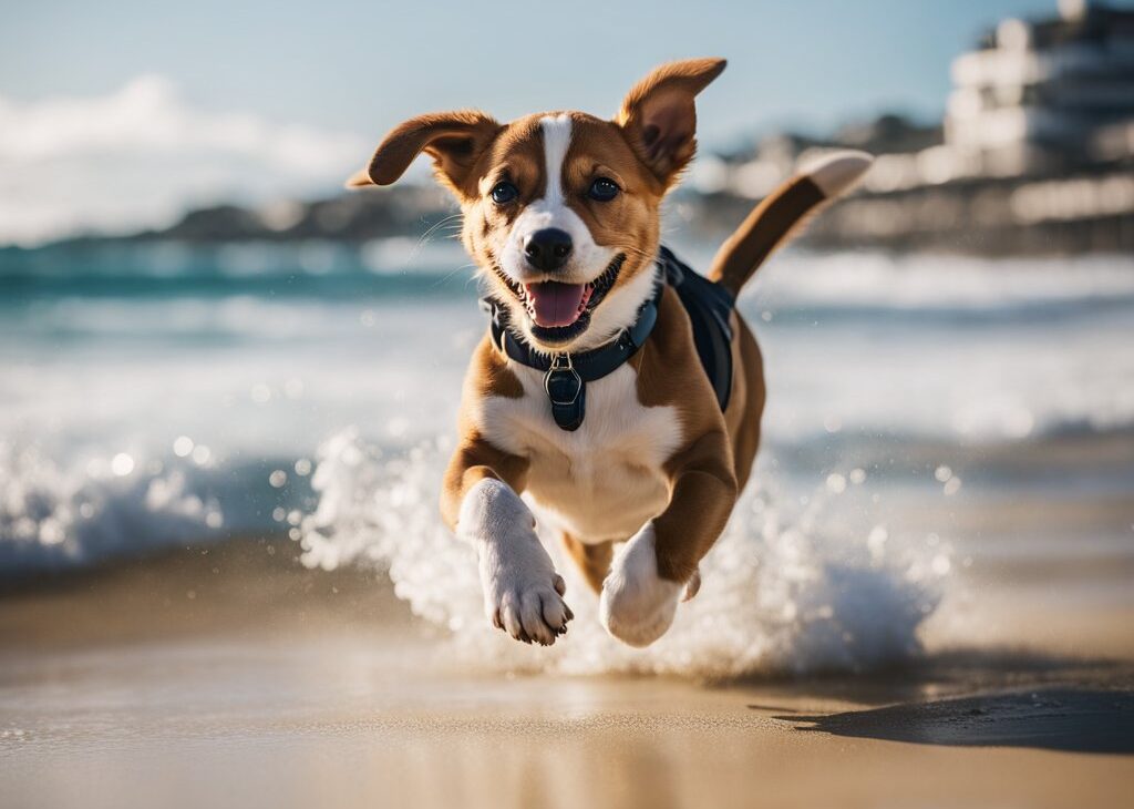 dog running on australian beach