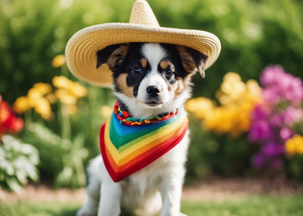 puppy wearing sombrero 