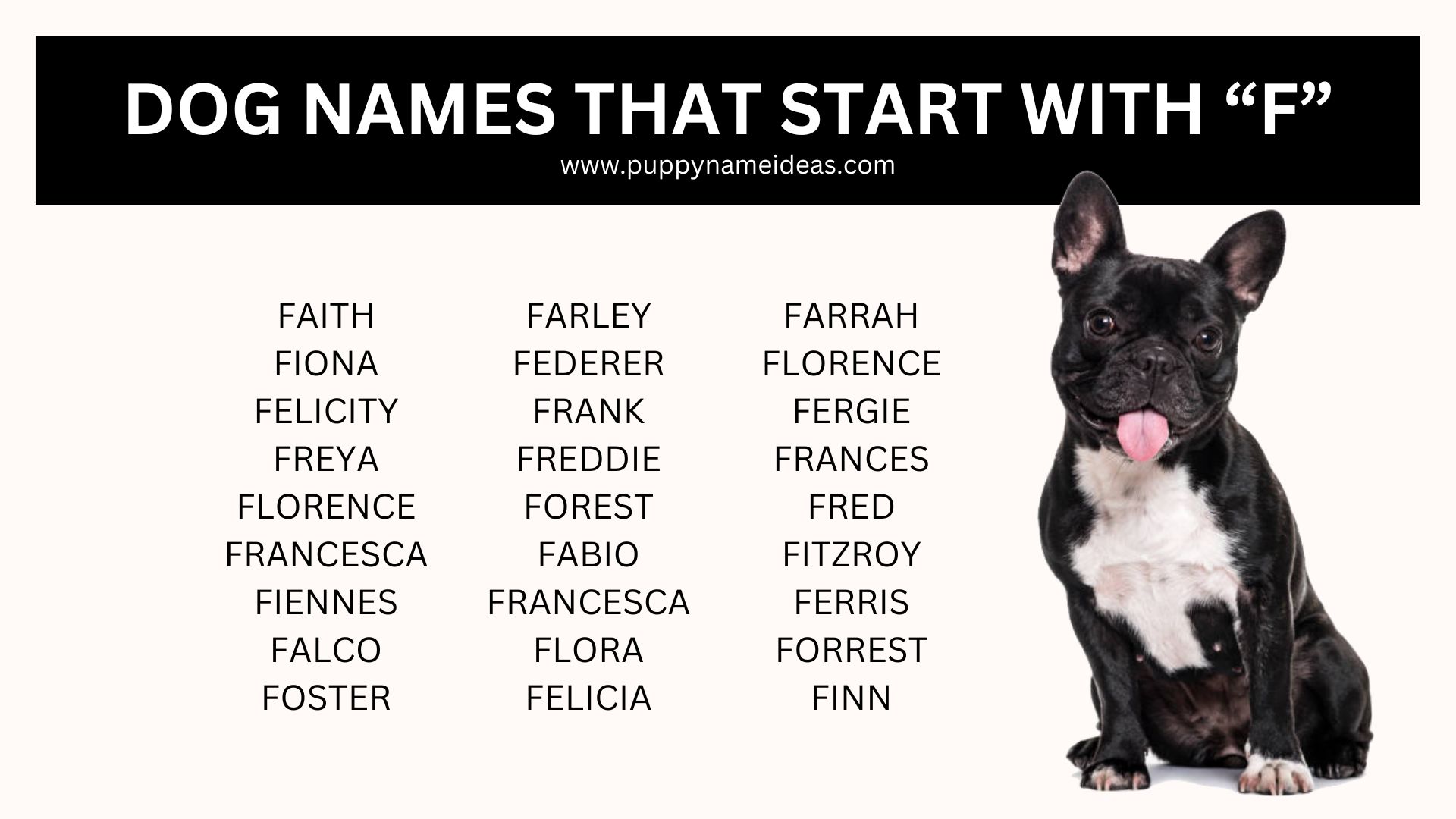list of dog names that start with F