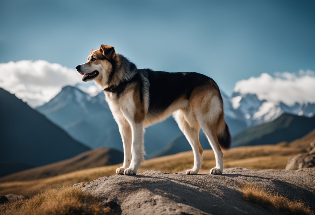 dog on a mountain