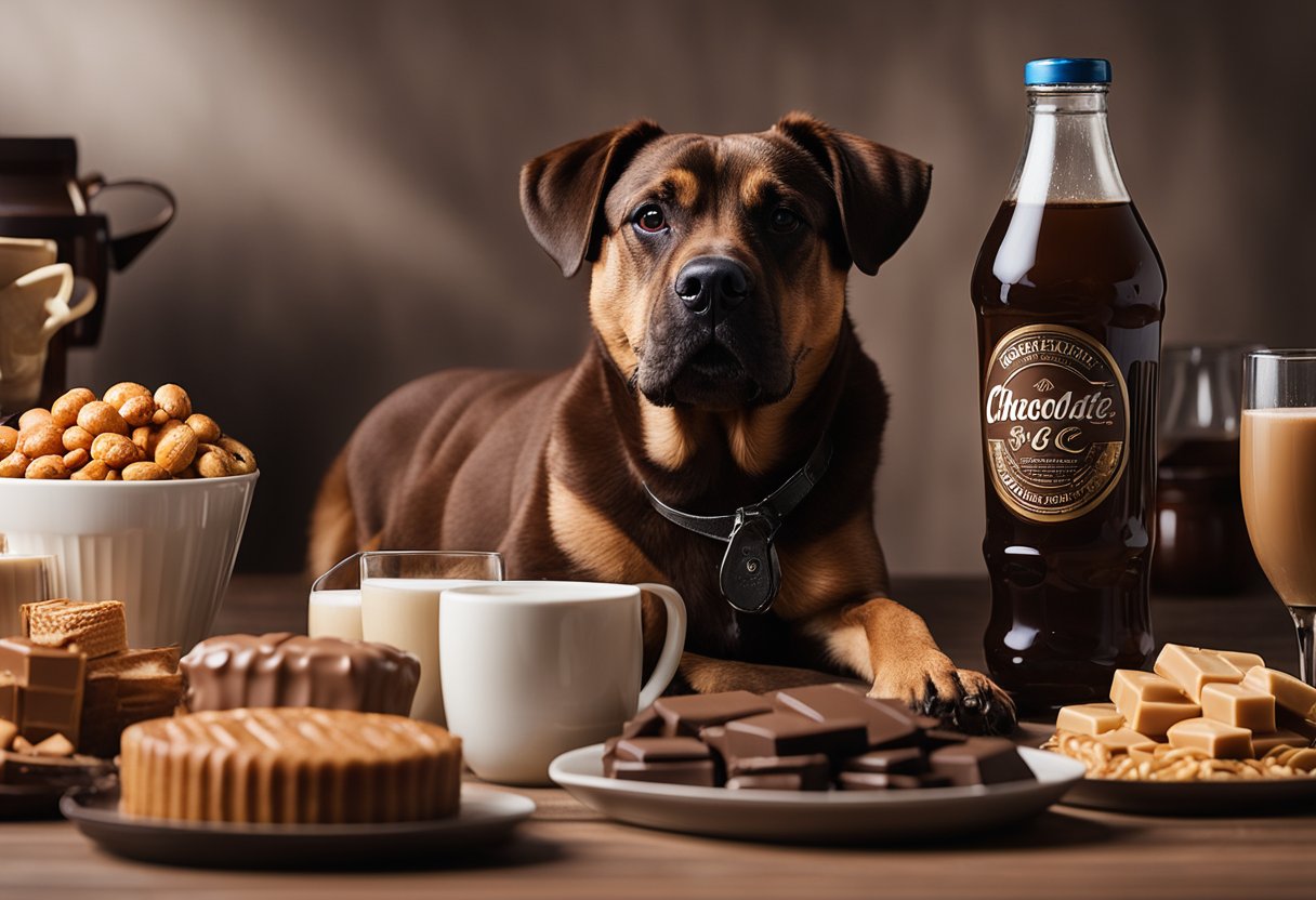 brown dog surrounded by brown foods