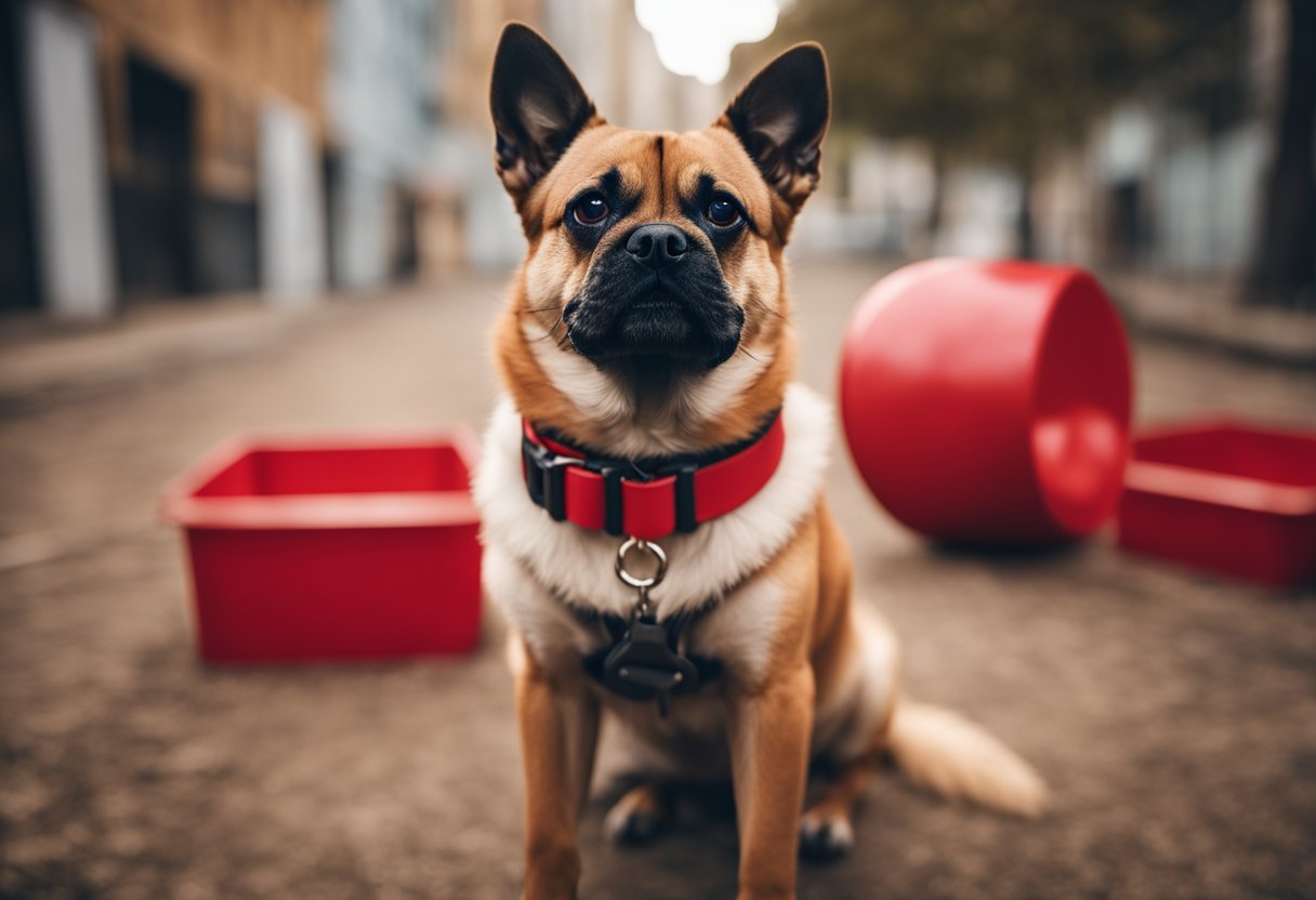 red dog with red collar
