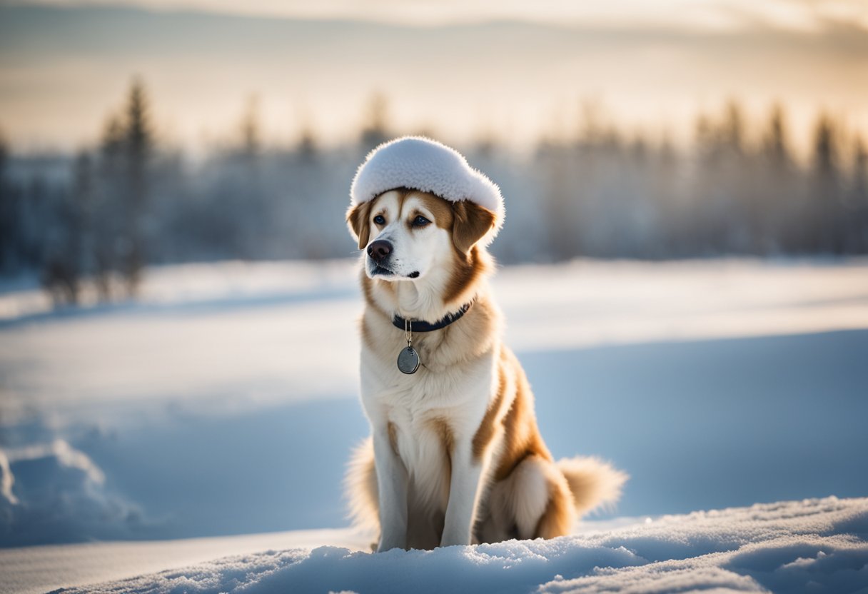 dog wearing russian hat
