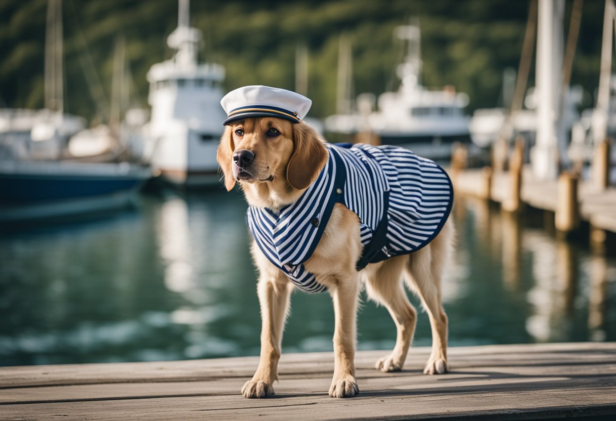 dog in a sailors outfit