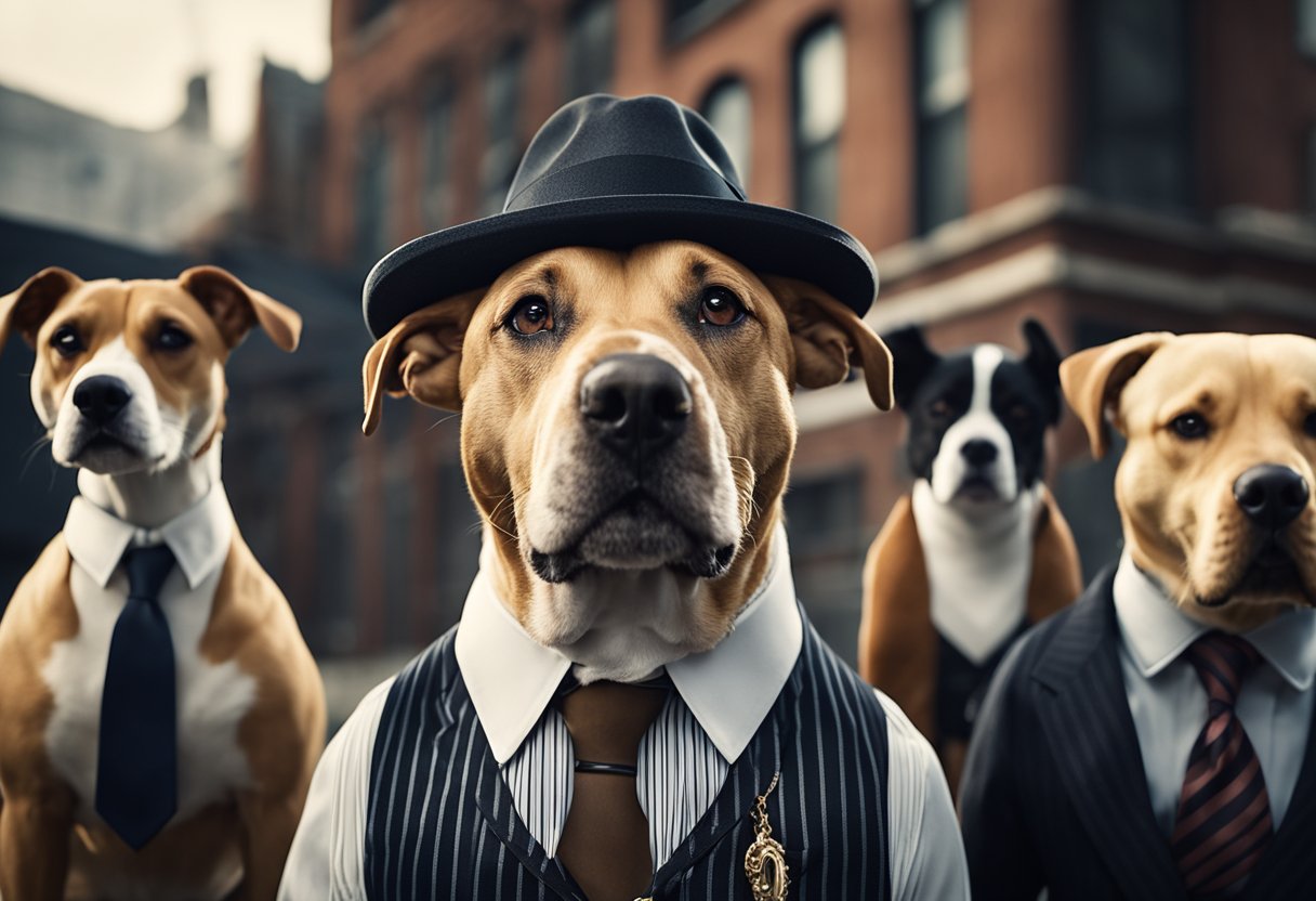 dogs wearing suits and hats