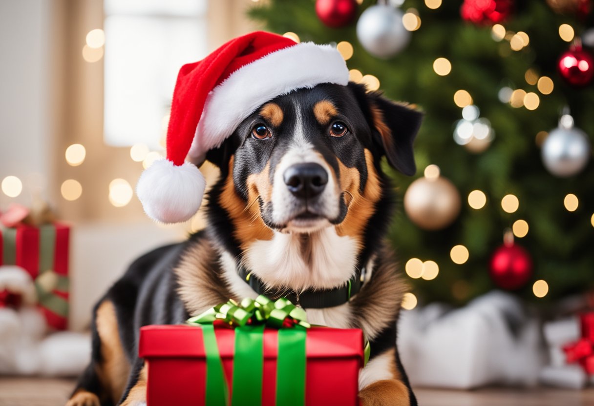 dog with santa hat