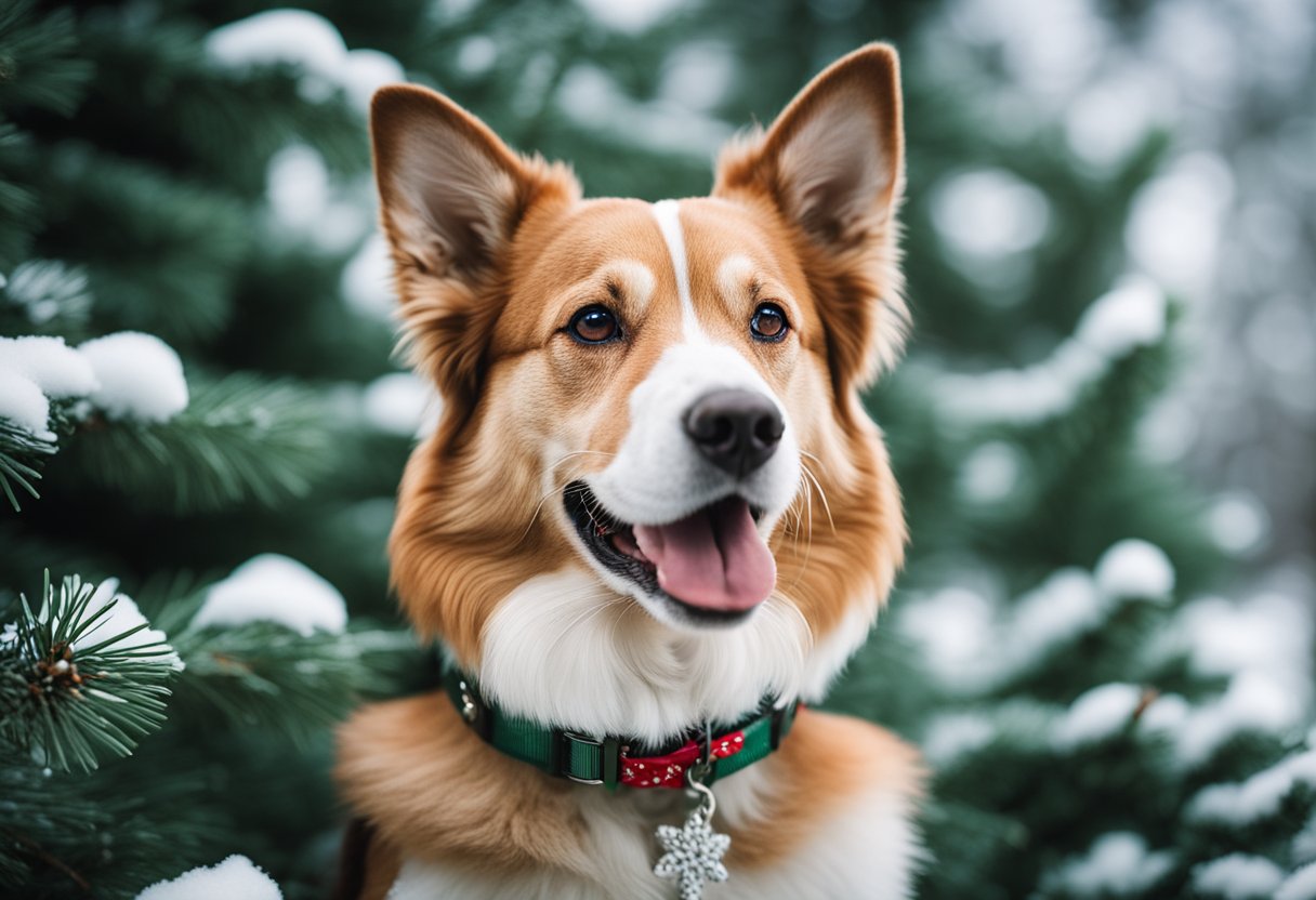 dog with christmas collar