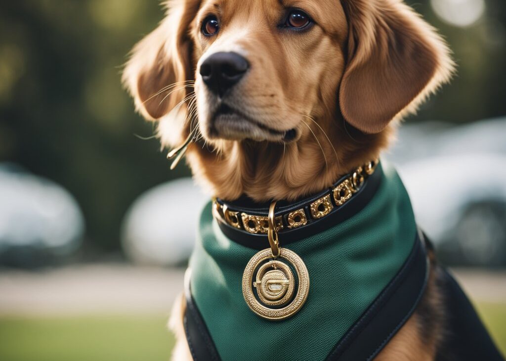 dog wearing designer collar