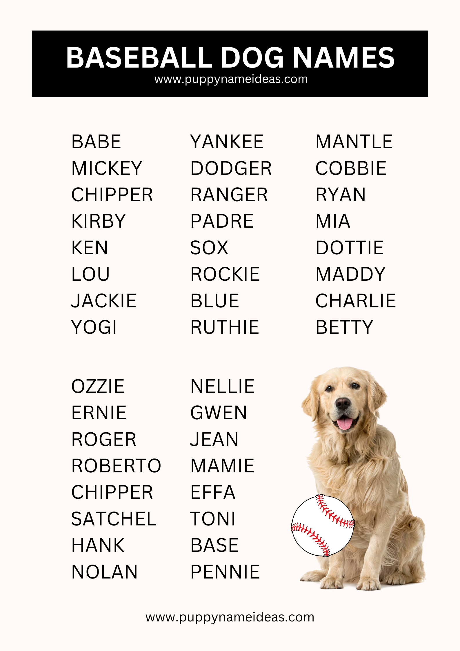 List Of Baseball Dog Names