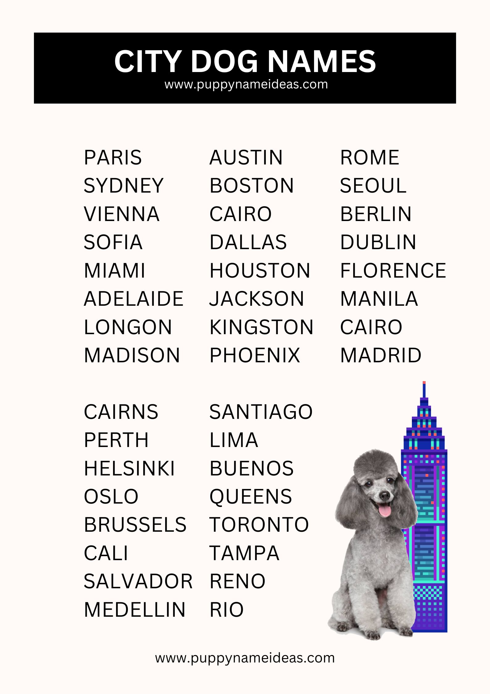 list of city dog names