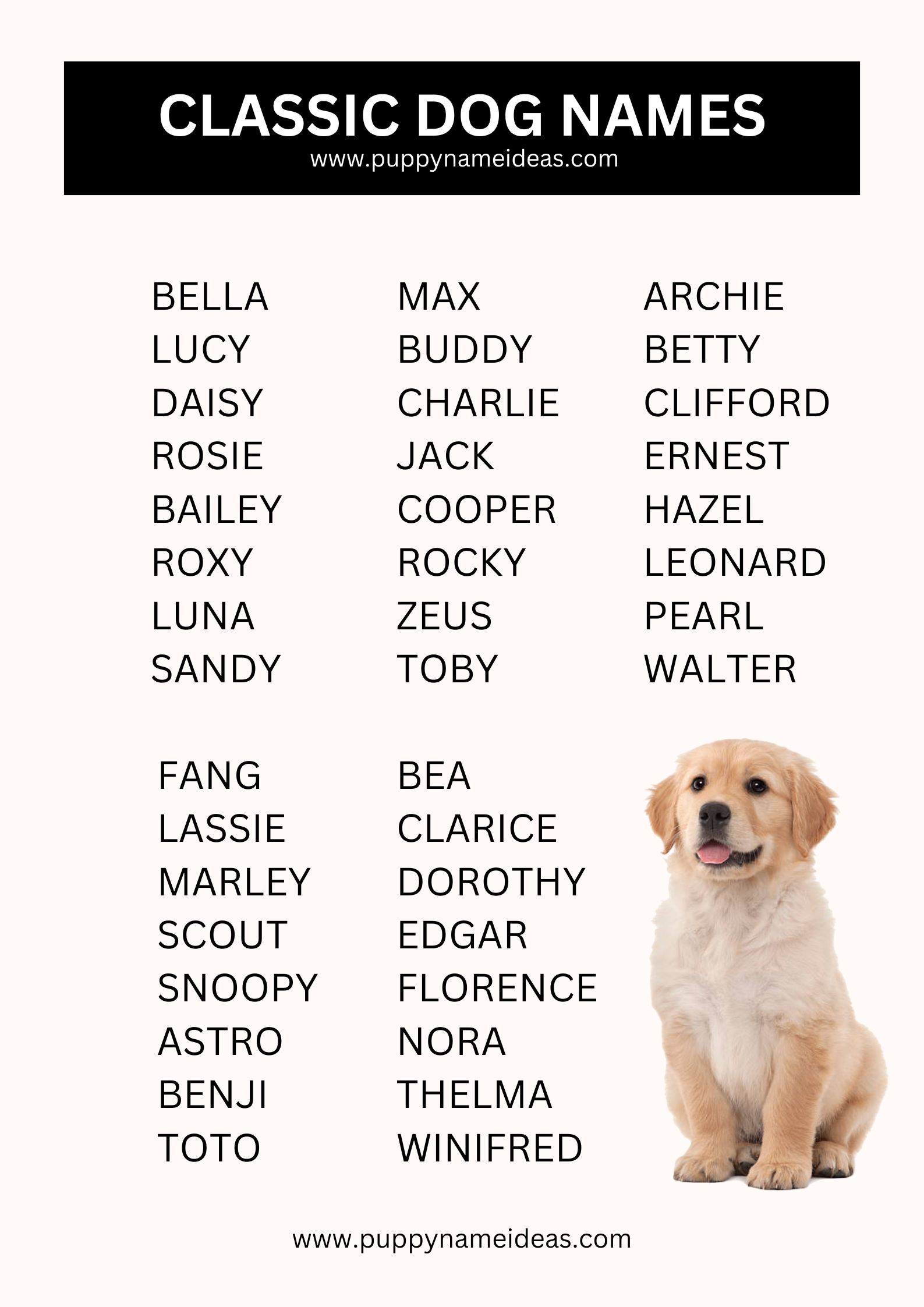 List Of Classic Dog Names