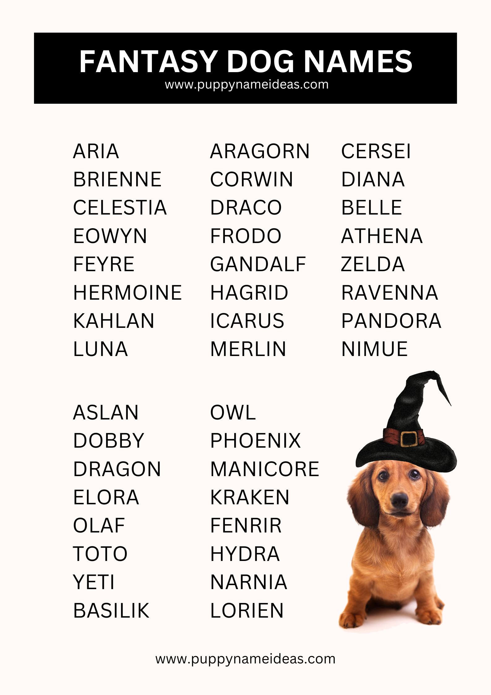 List Of Fantasy Dog Names
