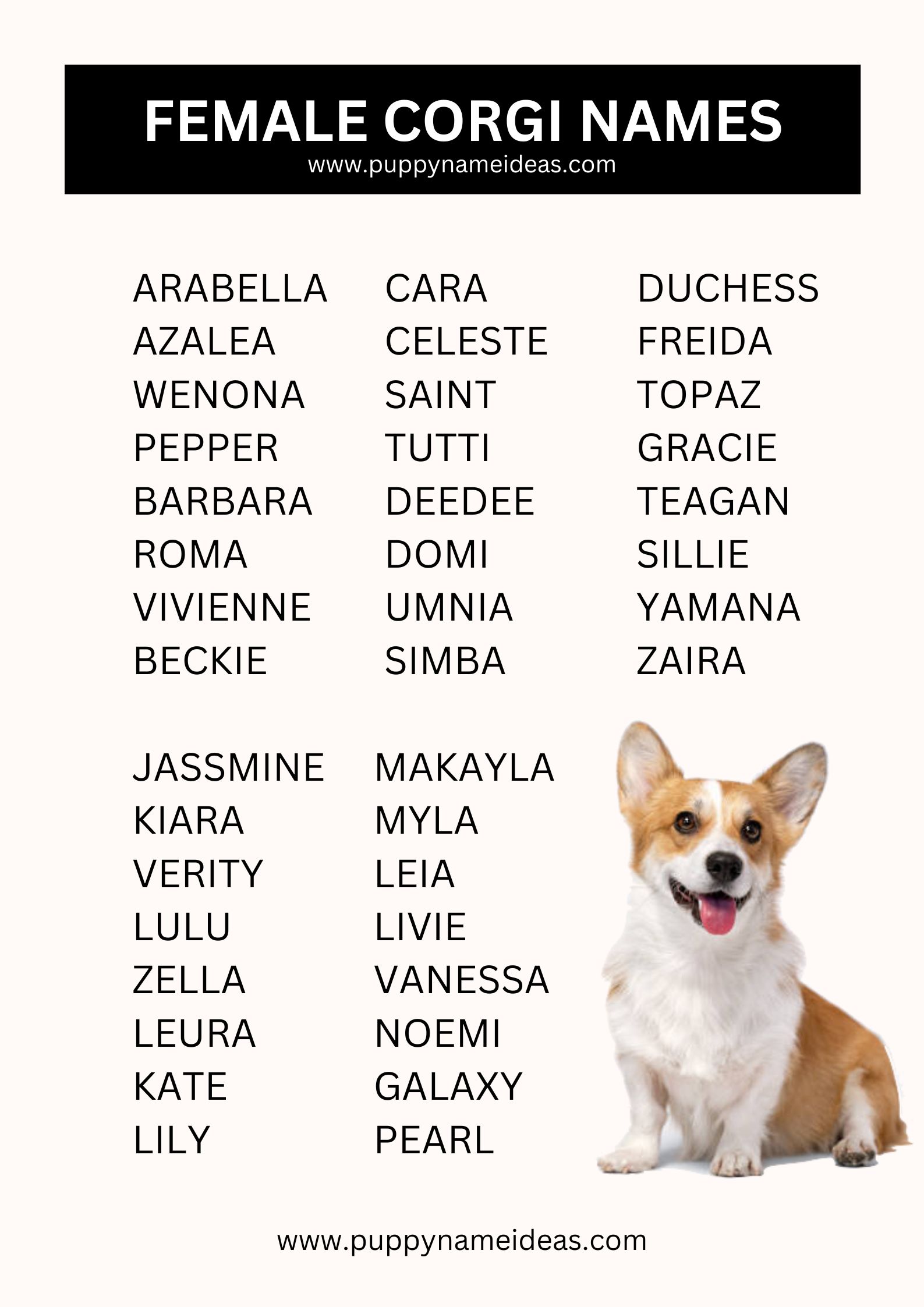 List Of Female Corgi Names