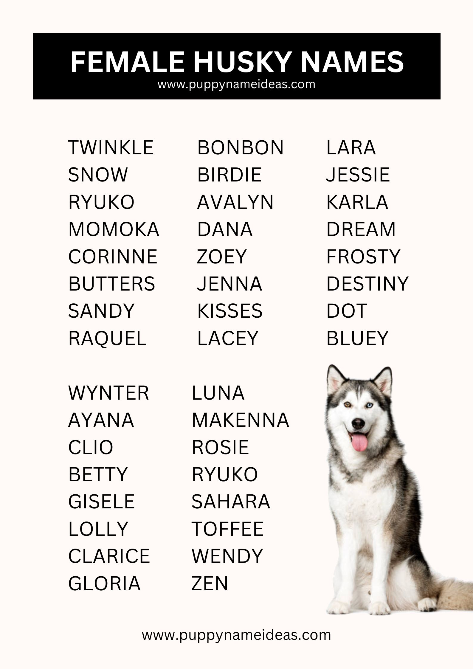 list of female husky names