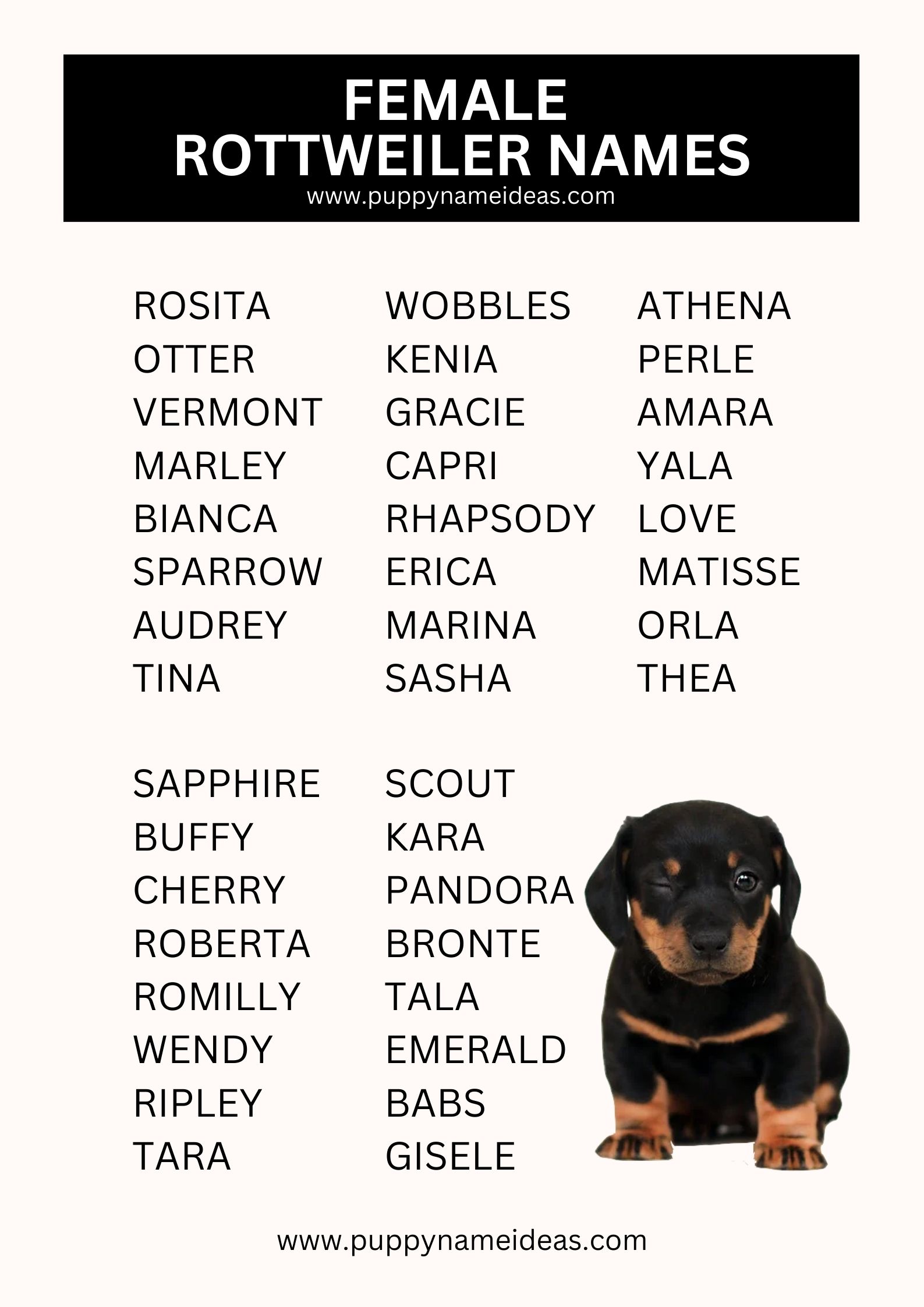 list of female rottweiler names