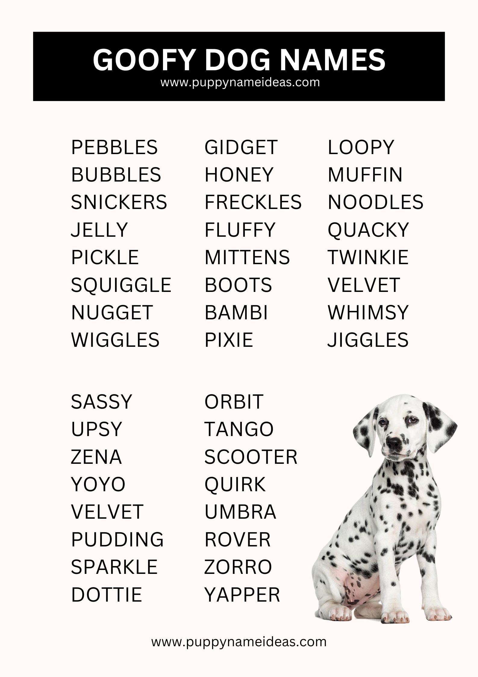 list of goofy dog names