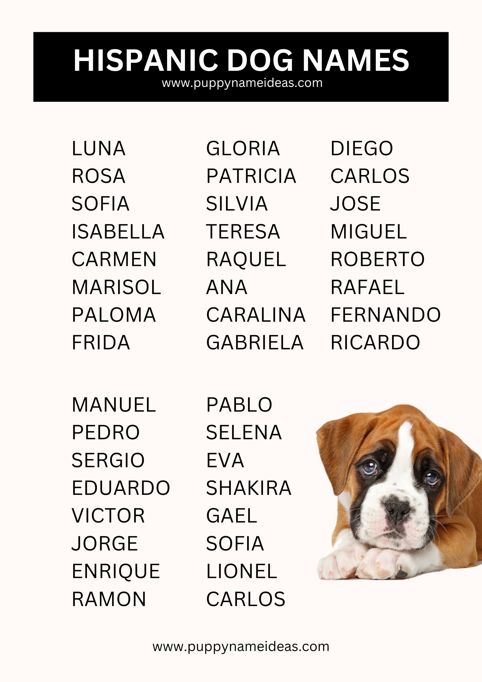 list of hispanic dog names