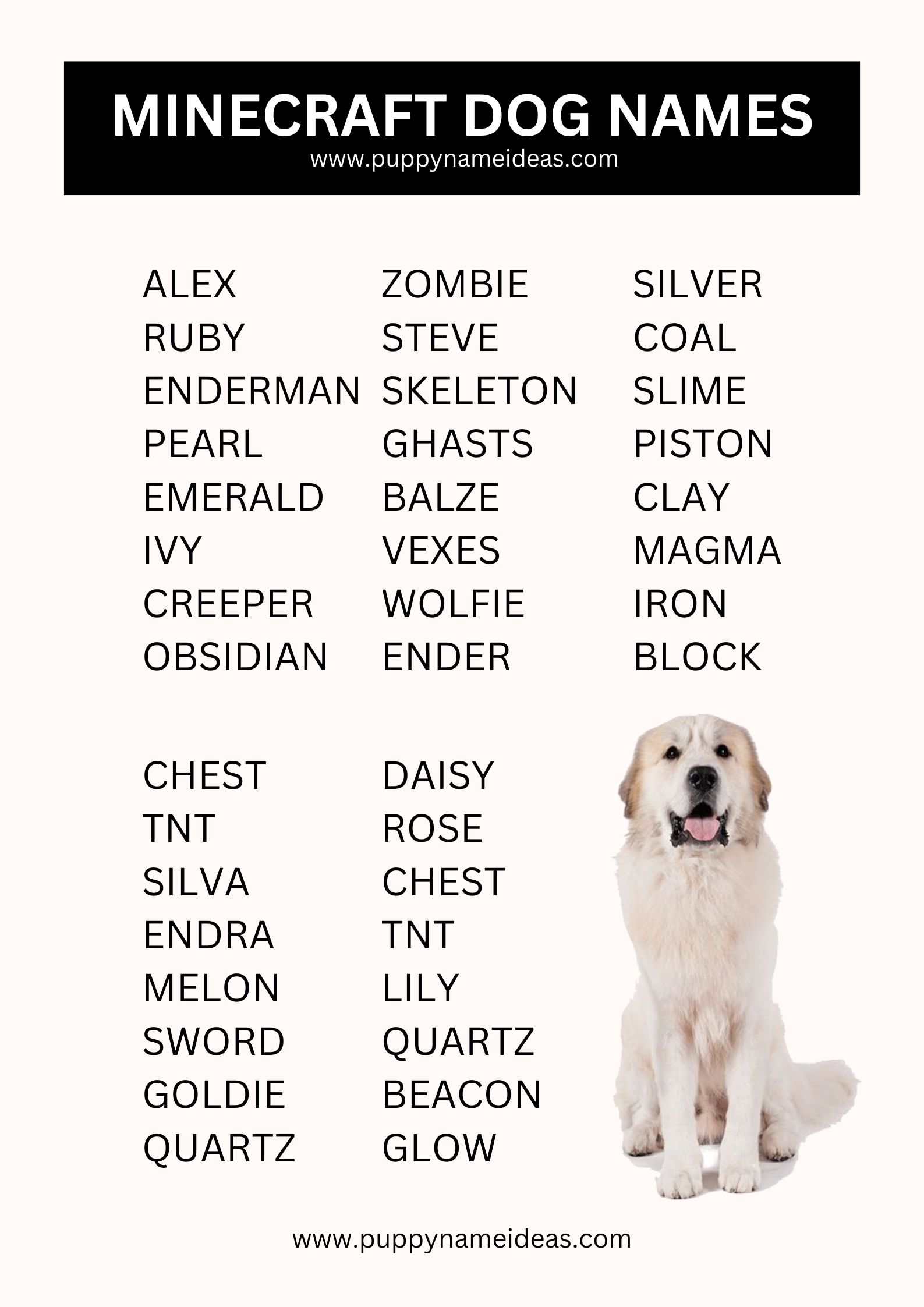 List Of Minecraft Dog Names
