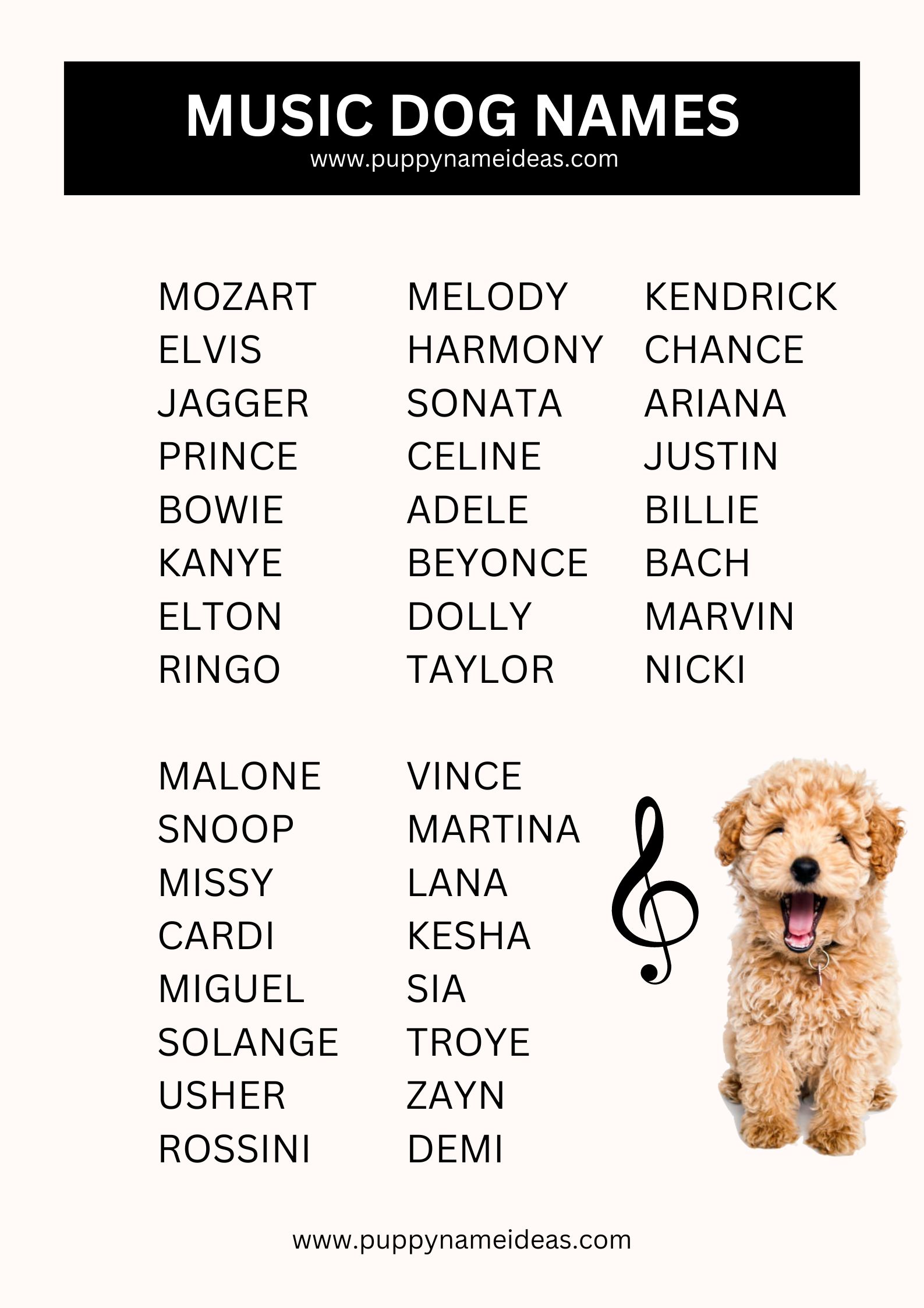 List Of Music Dog Names