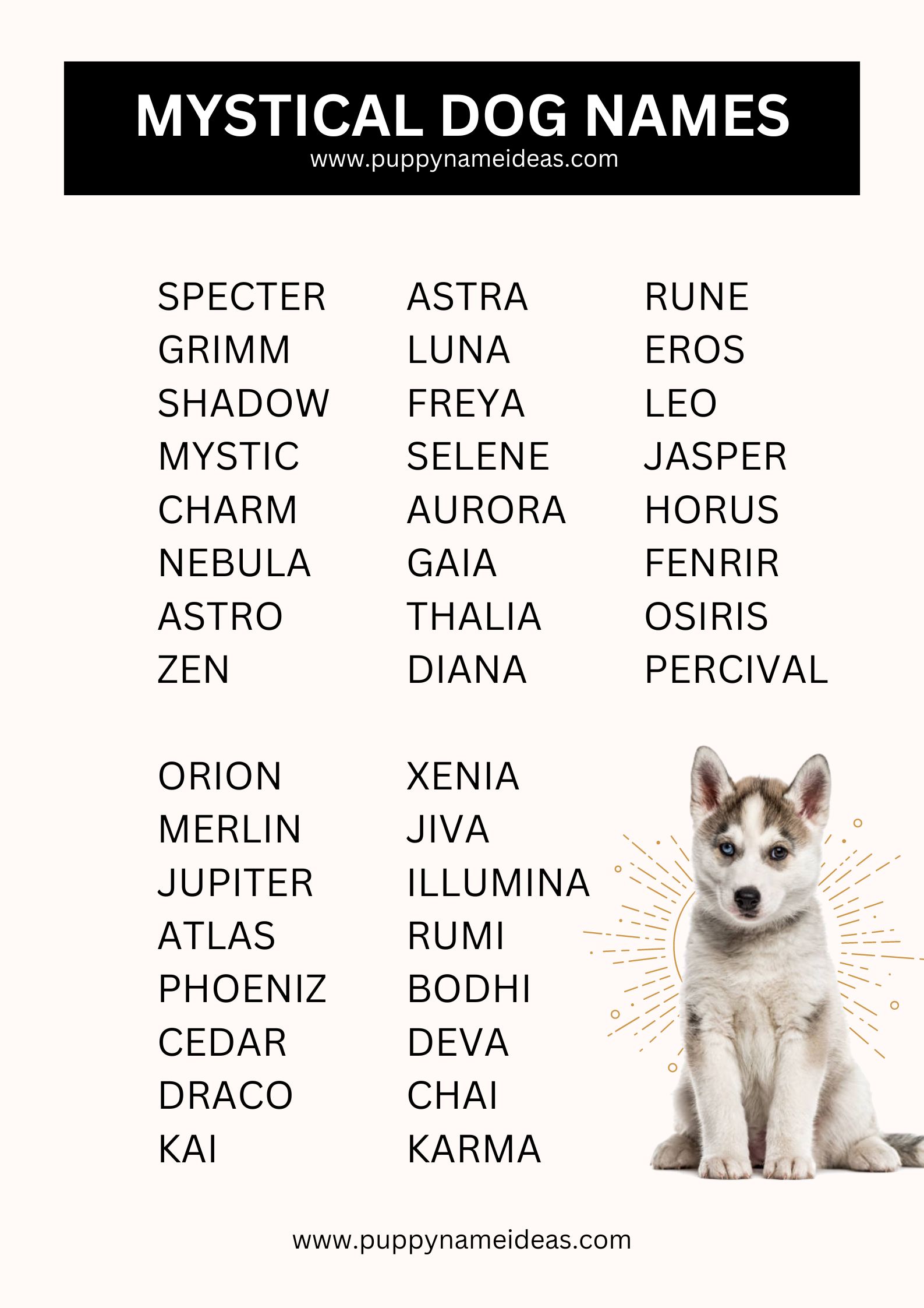 List Of Mystical Dog Names