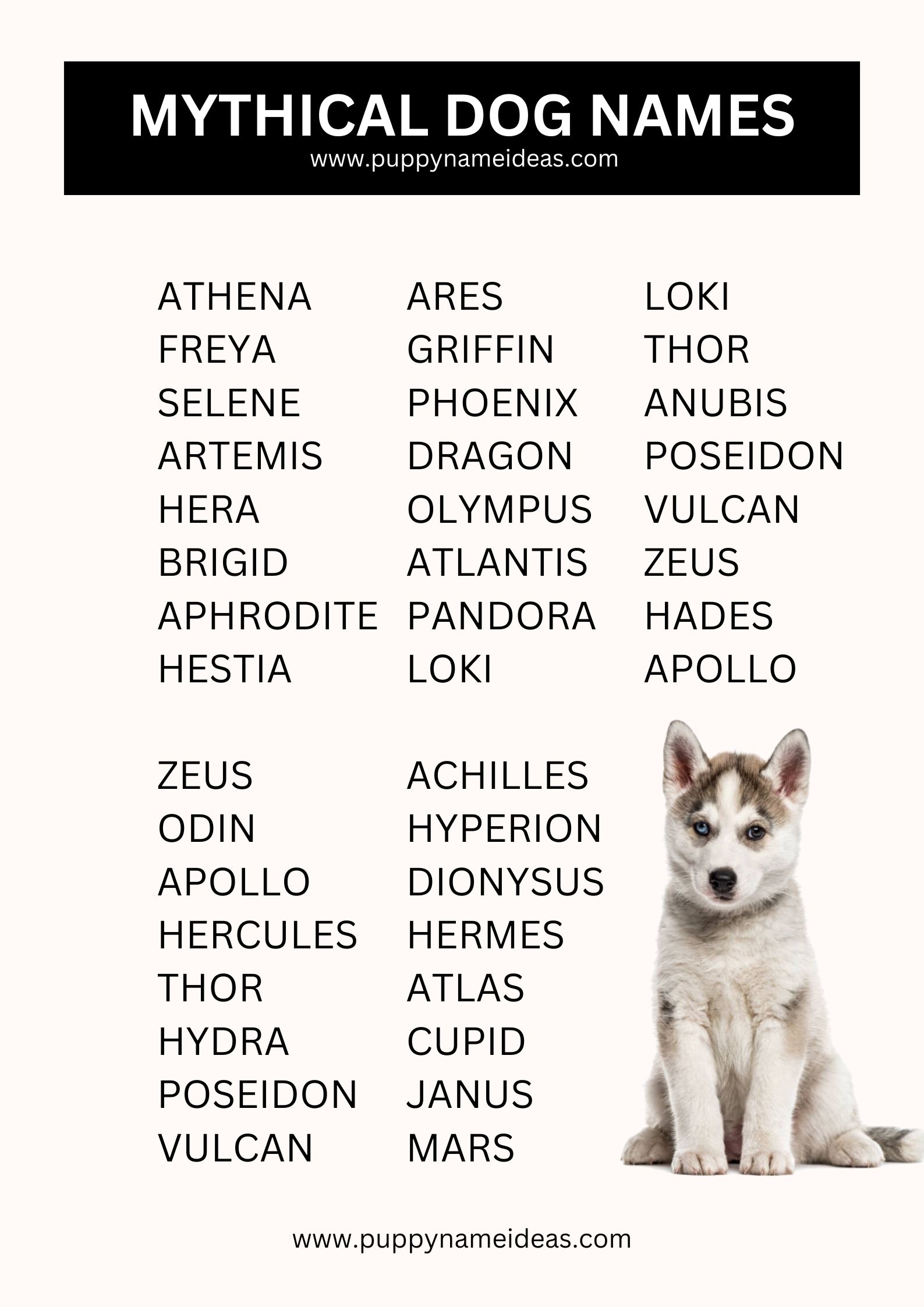 list of mythical dog names