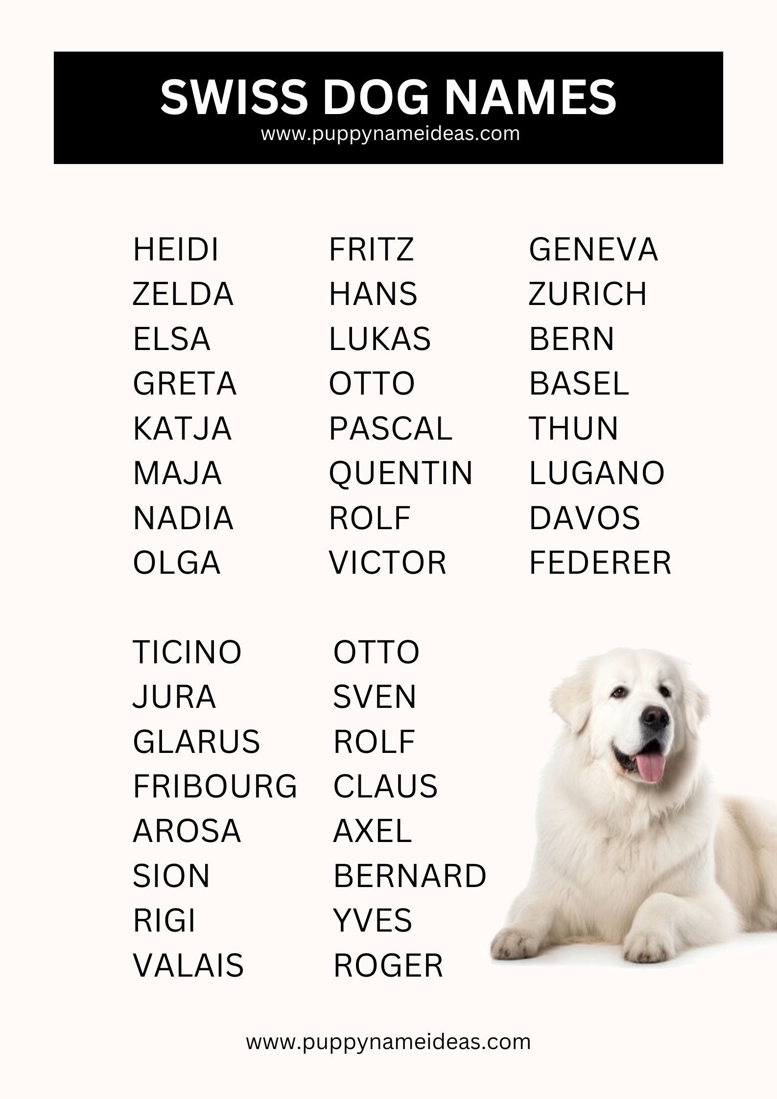 List Of Swiss Dog Names