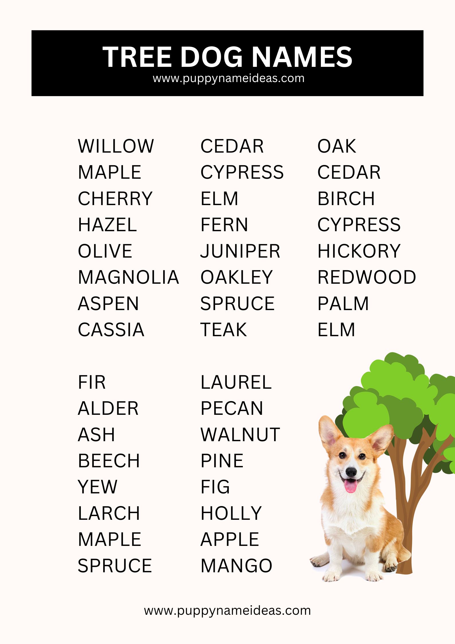 list of tree dog names