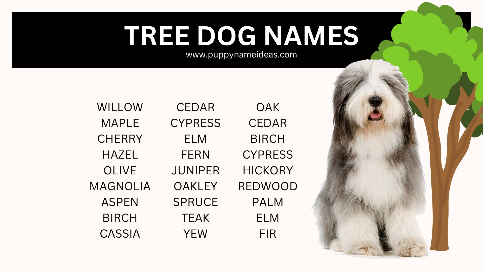 list of tree dog names