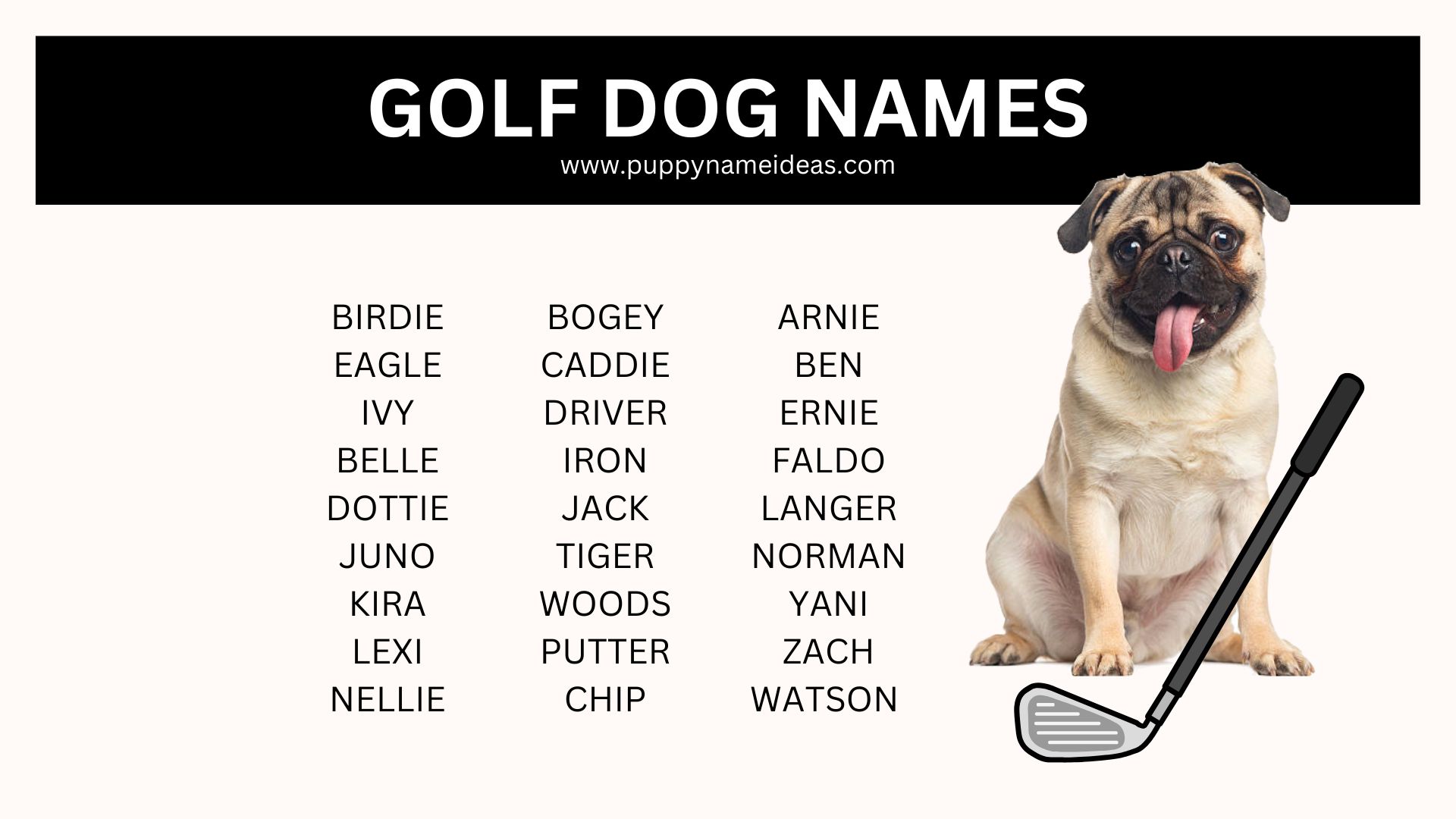 list of golf dog names